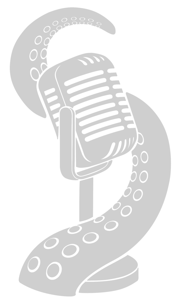 The tentacle-and-mic logo of Black Market Voices, by Flamia