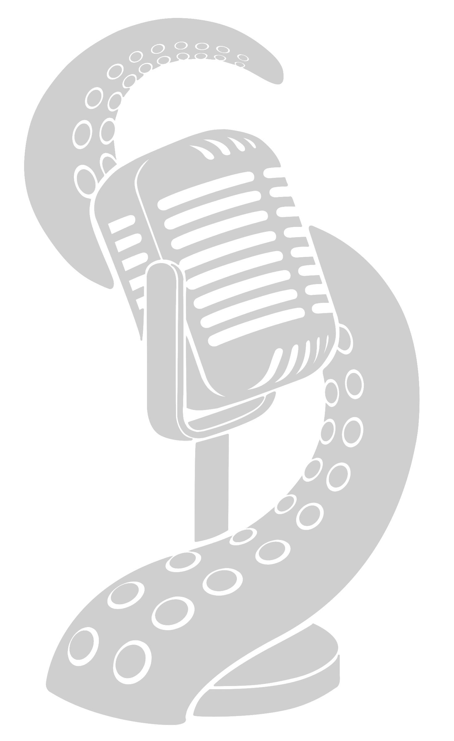 The tentacle-and-mic logo of Black Market Voices, by Flamia